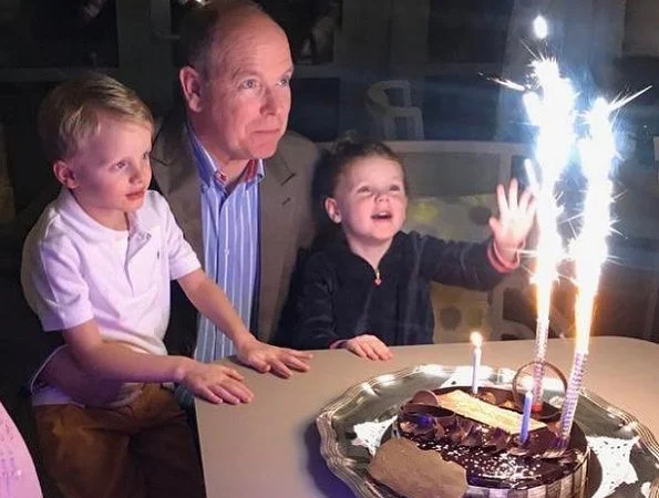 Princess Charlene shared photos showing her twins Prince Jacques and Princess Gabriella in front of birthday cake