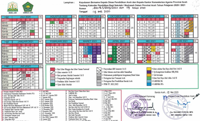 Download Kalender Pendidikan Provinsi Aceh Tahun Pelajaran 2020/2021