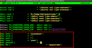edit file po-config.php menggunakan GNU Nano edit file po-config.php menggunakan GNU Nano