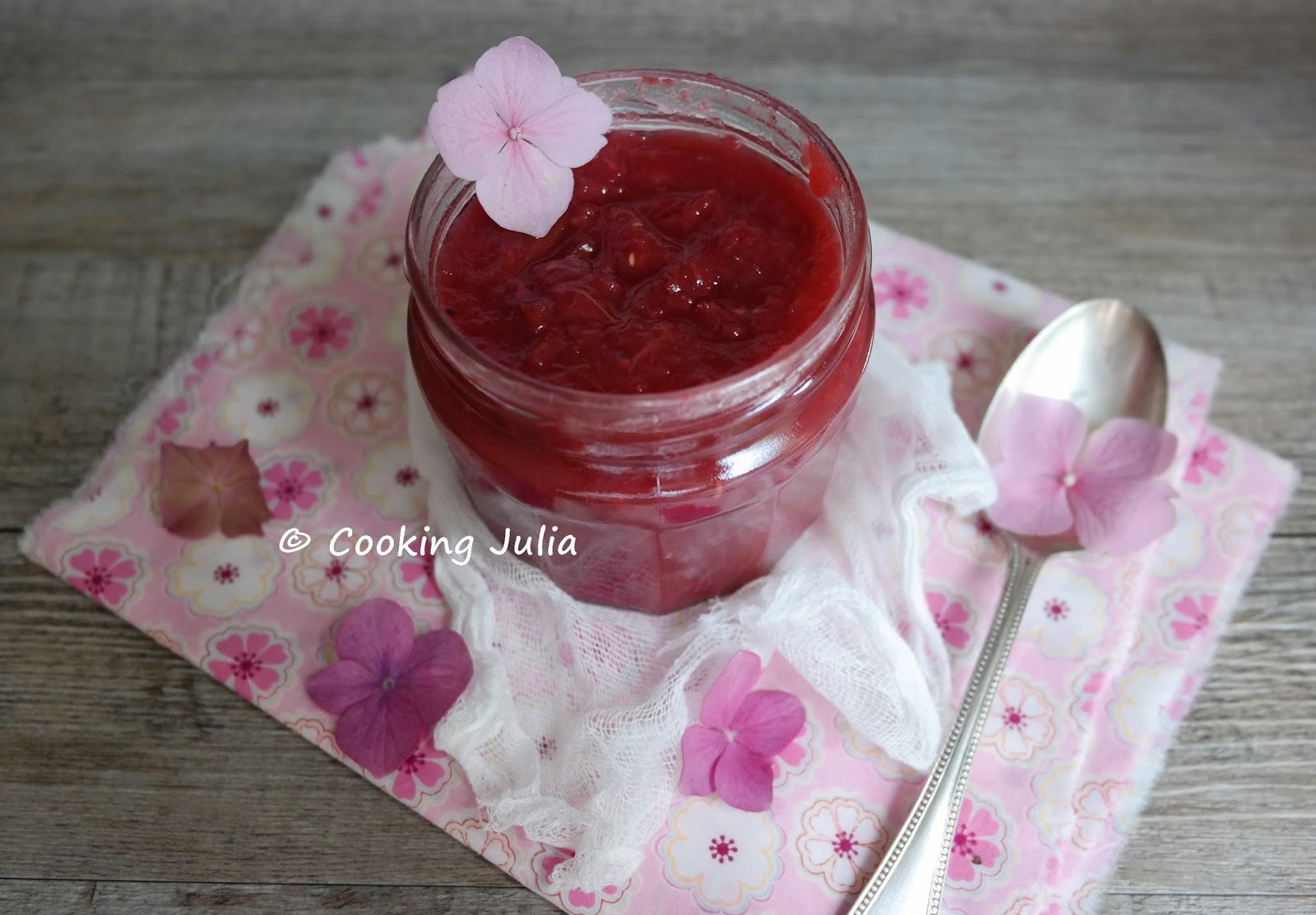 COOKING JULIA CONFITURE DE RHUBARBE FRAMBOISÉE