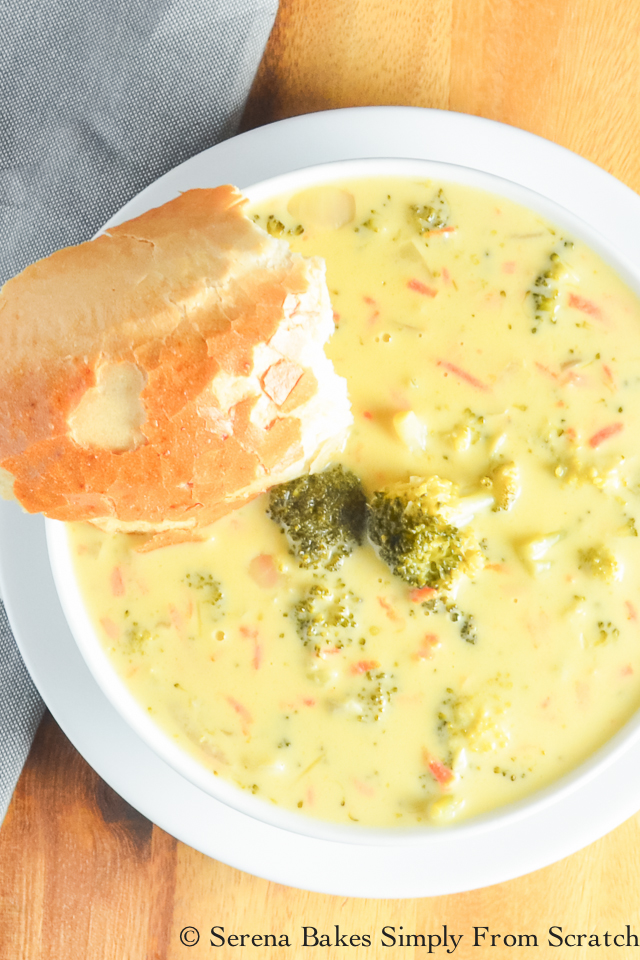 Easy to make Broccoli Cheddar Soup. serenabakessimplyfromscratch.com