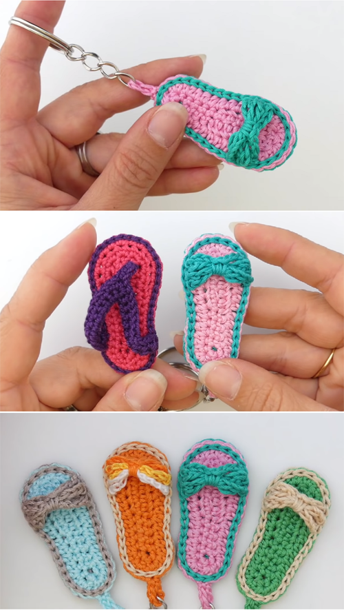 Crochet Easy FlipFlop Keyring - Tutorial