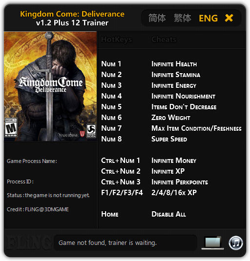 Kingdom Come Deliverance (PC) Oyunu +12 Özellik Trainer Hile