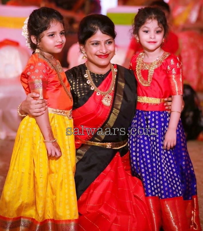 Cute Kids in Traditional Pattu Langa Designs - Indian Dresses