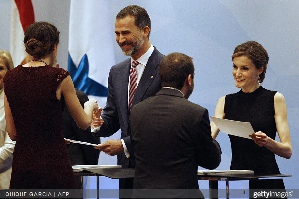 Spain's King Felipe VI and Spain's Queen Letizia preside over the 33rd edition of the Caixa scholarship award ceremony in Barcelona