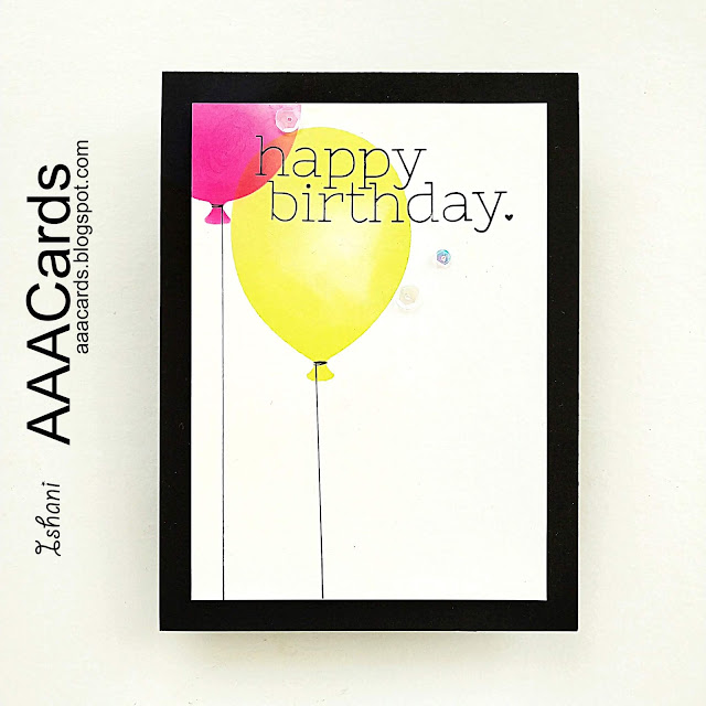  Clean and simple card, CAS balloon card, AAA Cards, Birthday card, stencil card, stenciling, CAS card, Ink blending, Quillish,