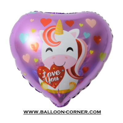 Balon Foil Hati Motif Love Unicorn