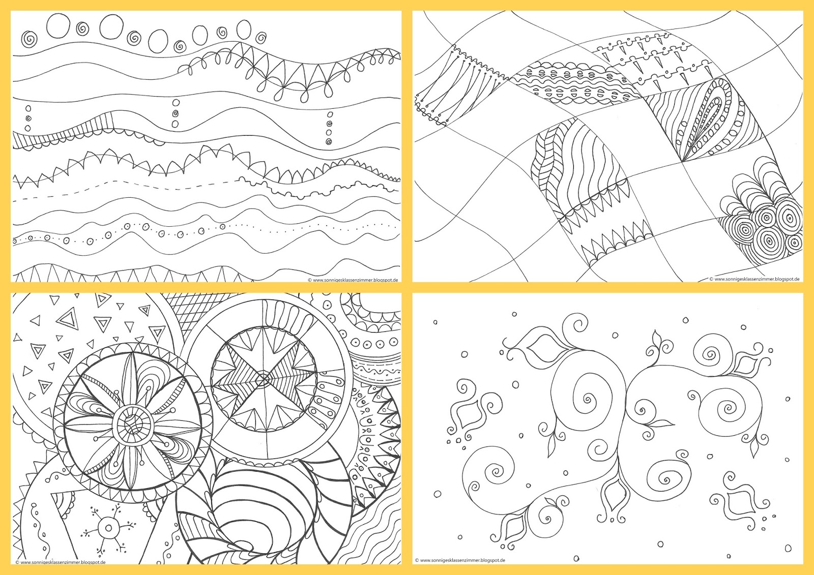 Sonniges Klassenzimmer: Weitermalbilder Set 2