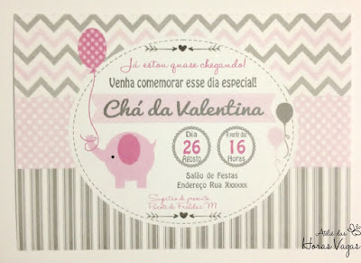 convite artesanal infantil personalizado anviersário 1 aninho chá de bebê fraldas menina elefantinho chevron cinza rosa claro delicado festa personalizada scrap scrapbook scrapfesta menina