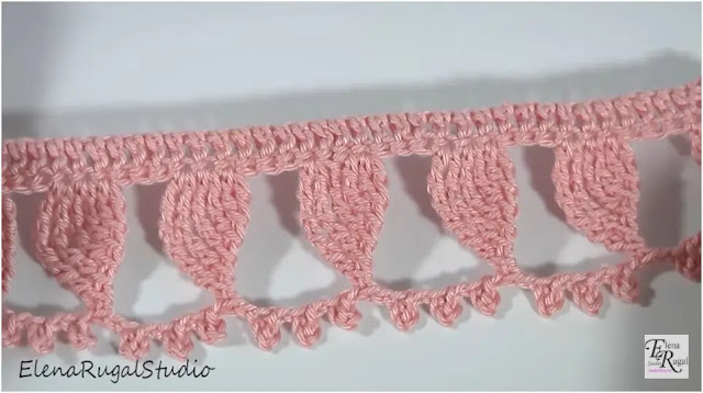 Preciosa Puntilla de Encaje  Orilla tejida a Crochet 