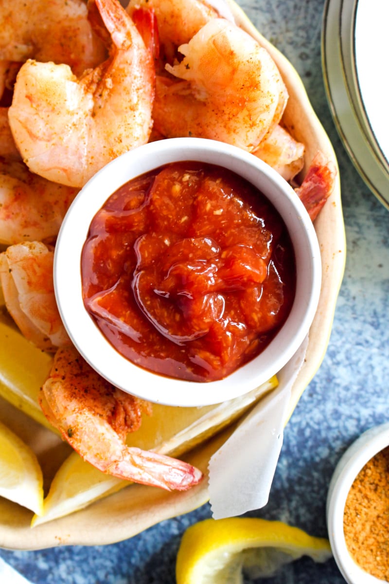 5 Minute Cocktail Sauce | The Two Bite Club | #cocktailsauce #shrimp This easy recipe for Homemade Cocktail Sauce can be made in just five minutes with five simple ingredients. It's the perfect pair for your shrimp! #cocktailsauce #shrimp