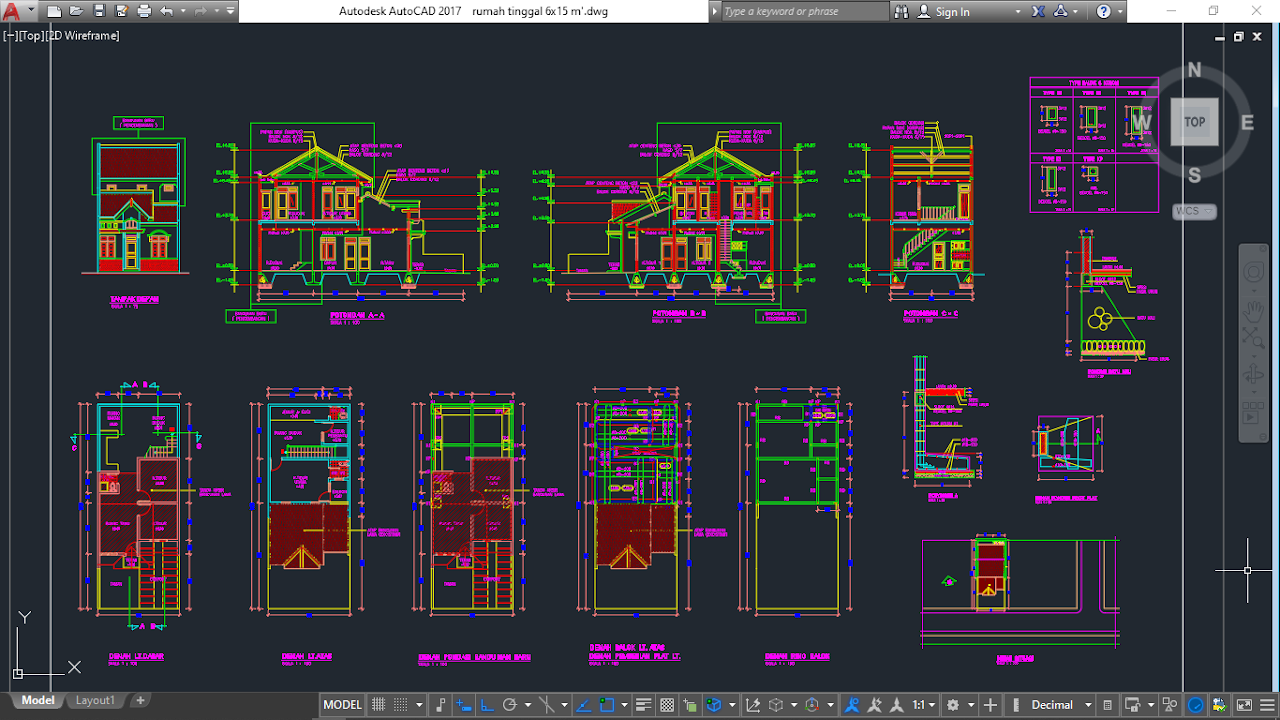 Download Denah Rumah 2 Lantai Lengkap Dwg Guru