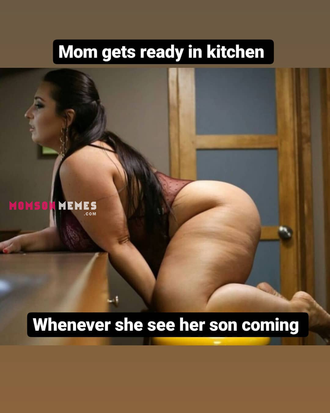 Mom getting ready in kitchen..