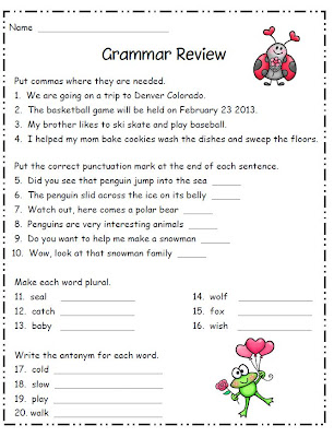 Smiling and Shining in Second Grade: Grammar Review Freebie