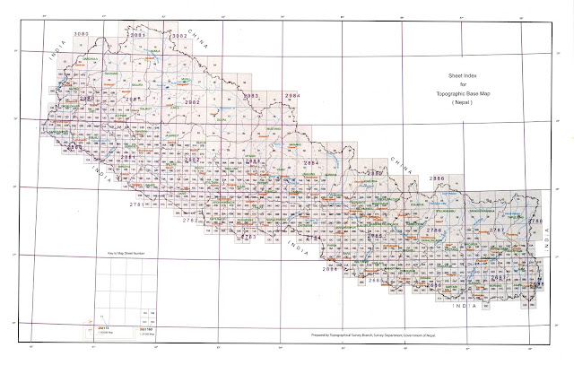 Index Original Cartes du Népal 25 000 et 50 000
