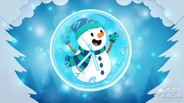 Snowman Animated Clock Screensaver