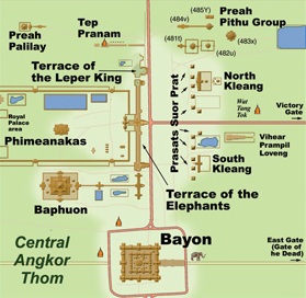 Mapa o plano de Angkor Thom.