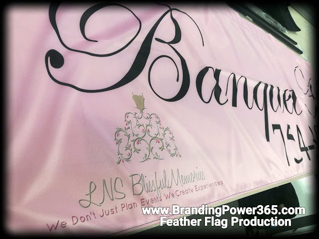 10 ft. Feather Flag Designed, Printed and Delivered to our Customer LNS Blissful Memories in South Florida - BrandingPower365.com; Powered by: RJO Ventures, Inc.