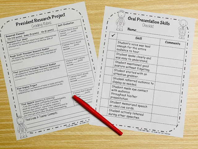 US Presidents Research Project Rubrics and Grading Templates