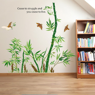 stiker dinding gambar pohon bambu