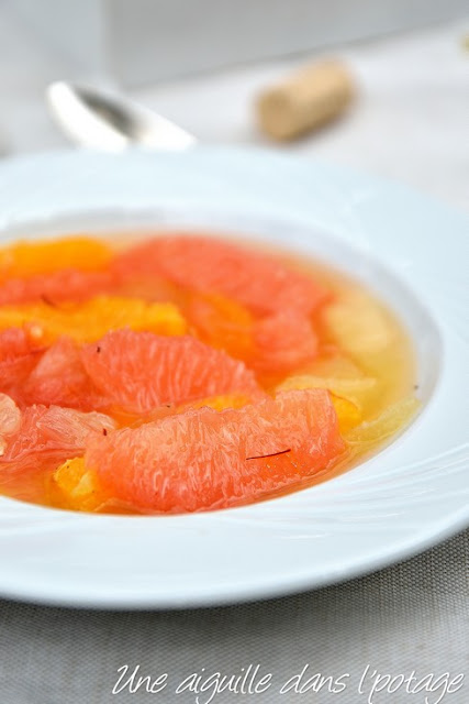 Soupe froide d'agrumes, vanille et safran 