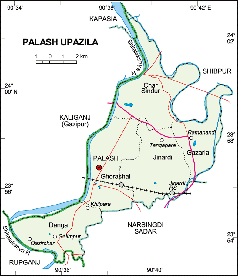 Palash Upazila Map Narsingdi District Bangladesh