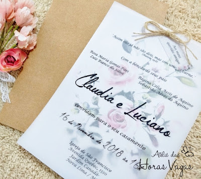 convite de casamento artesanal personalizado floral aquarelado flores do campo rosa rosê laço em cordao de sisal envelope formato luva em papel kraft convite rústico lindo convite delicado sofisticado casamento ao ar livre campo mini wedding