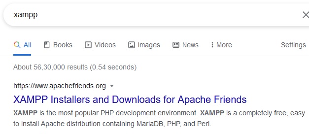 Xampp search on google