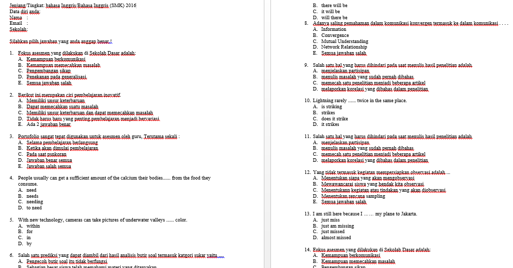 Download Kumpulan Soal Ukg 2016 Tingkat Smk Beserta Kunci