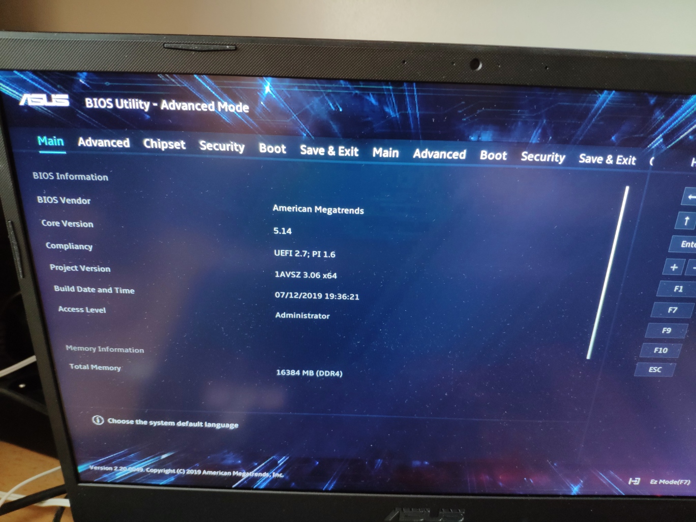 Bios menu unlocked for ASUS TUF Gaming FX505DU 239