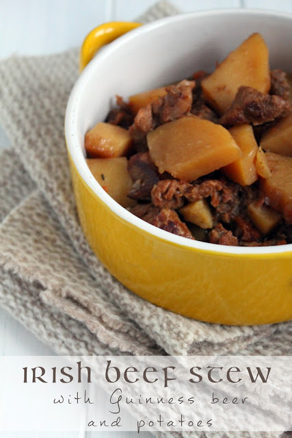 irish beef stew with guinness beer and potatoes