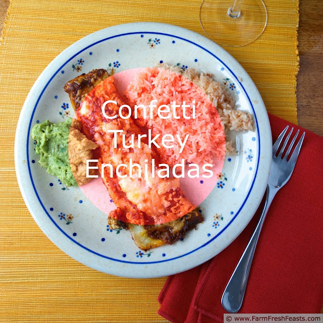 Farm Fresh Feasts Confetti Turkey Enchiladas with Slow Roasted Tomato