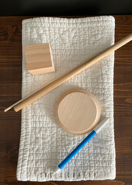 supplies to make a Christmas tree from a quilt