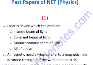 NET physics papers papers solved mcqs 2020 - 2021 NUST