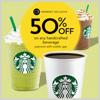 Starbucks Mobile App Rewards 50% Discount Handcrafted Beverage