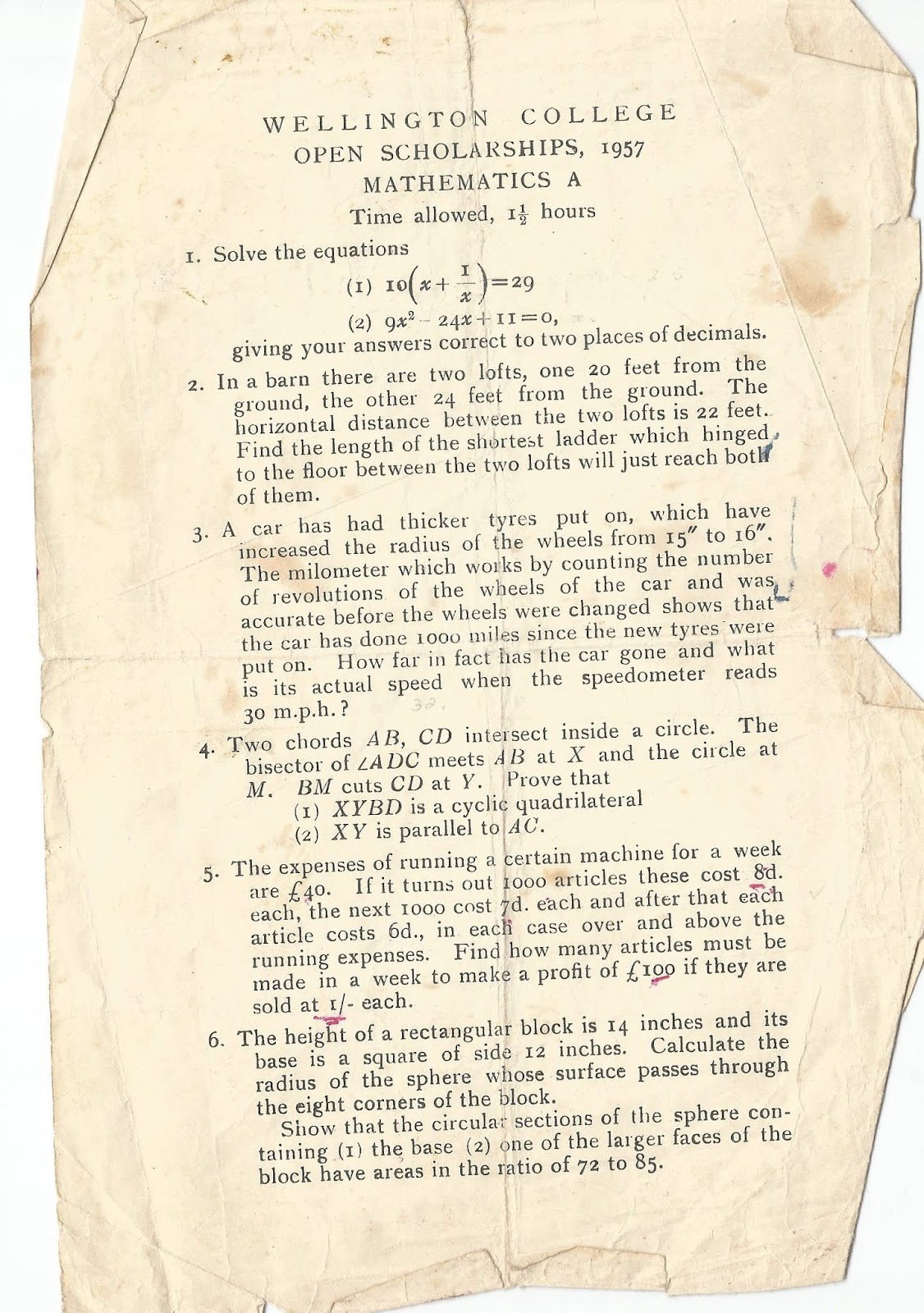 Resourceaholic Old Maths Exam Papers