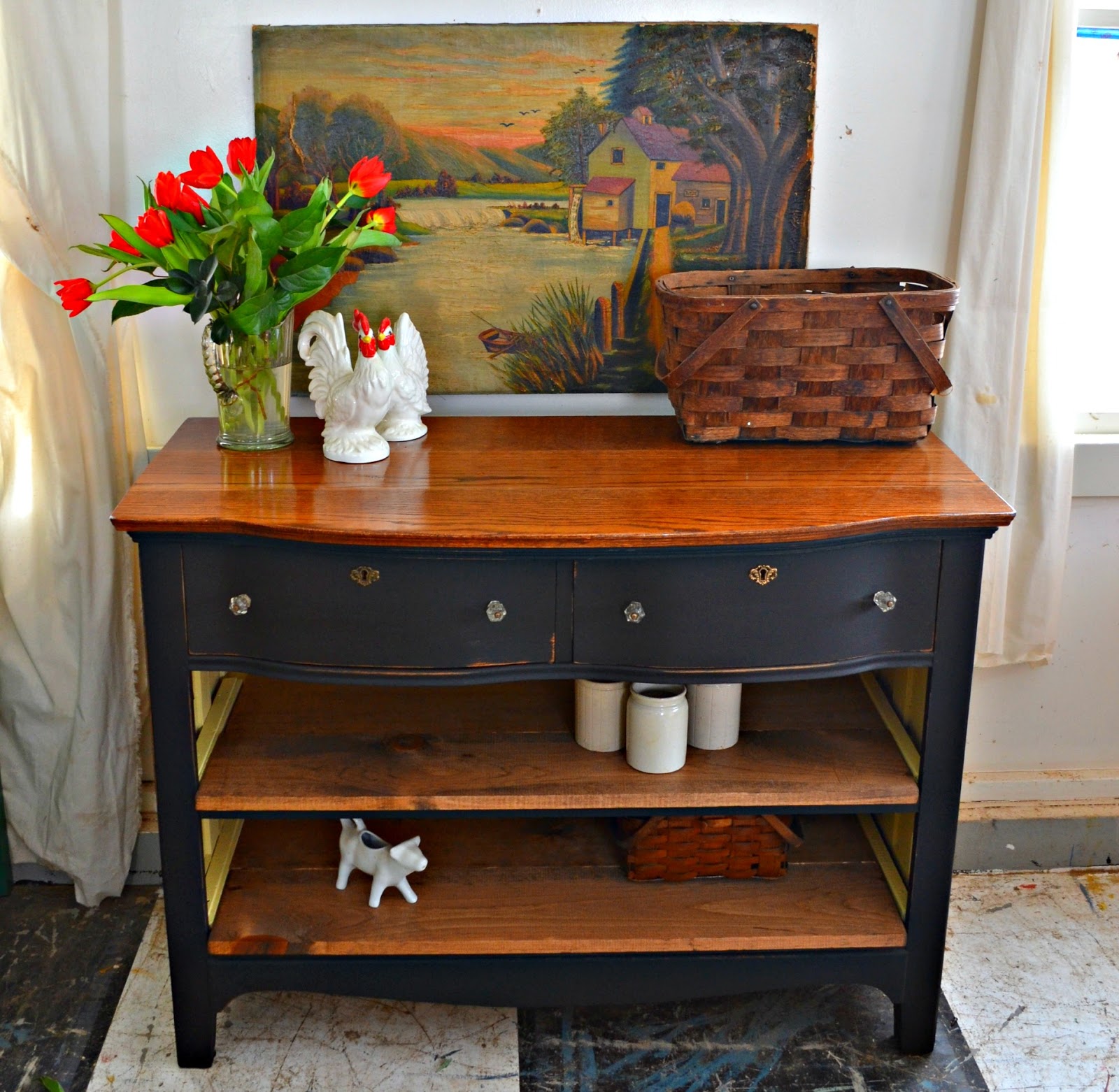 Heir and Space An Antique Oak Dresser Turned Media Console