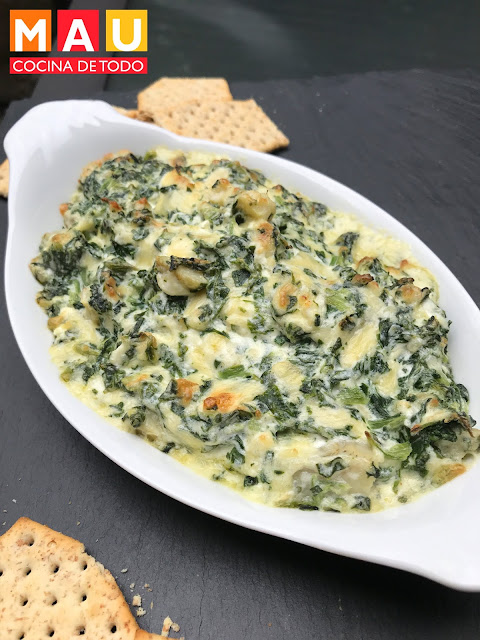 mau cocina de todo dip de alcachofas y espinacas con queso caliente receta facil al horno