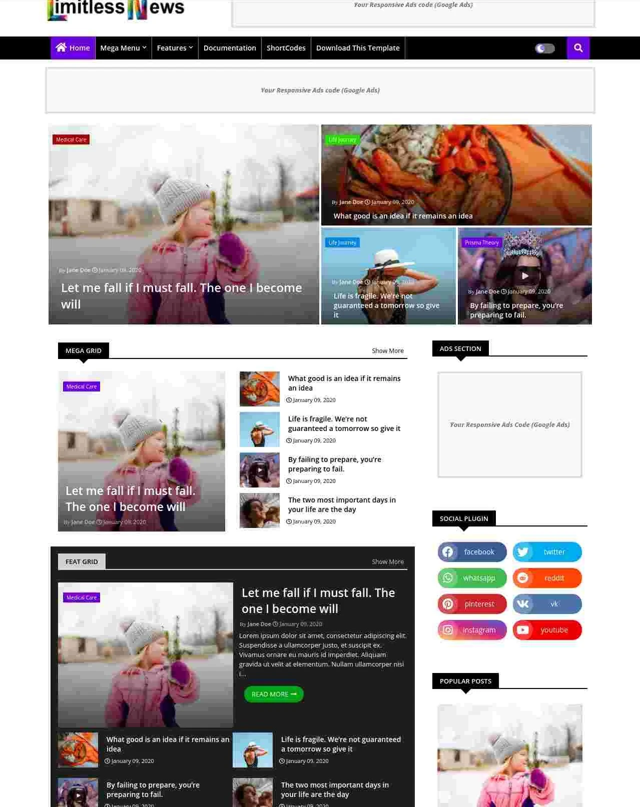 Limitless News  Responsive And Creative Blogger Template