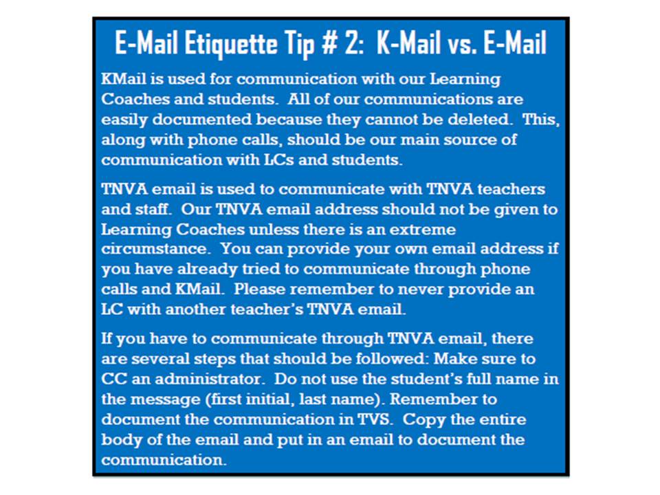 TNVA Tech Team Blog Email/Kmail Etiquette