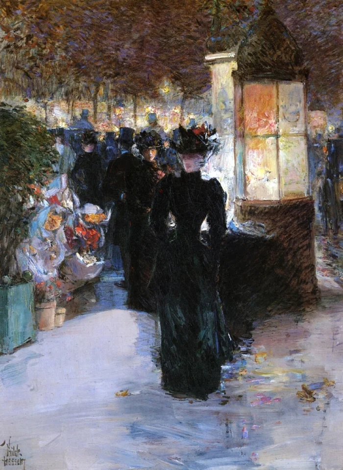 Childe Hassam 1859-1935 | American Impressionist painter | Paris nocturne
