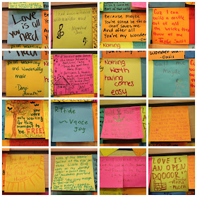 Teen Blog @ FRVPLD: Add to our sticky note lyrics wall
