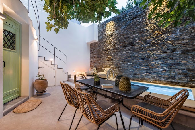 House with an internal courtyard on Andros island, Greece