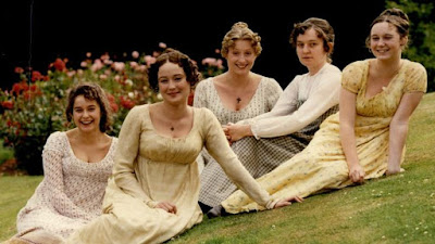 A photo of all 5 Bennet sisters from the 1995 Pride and Prejudice. L-R: Lydia, Lizzie, Jane, Mary, Kitty.