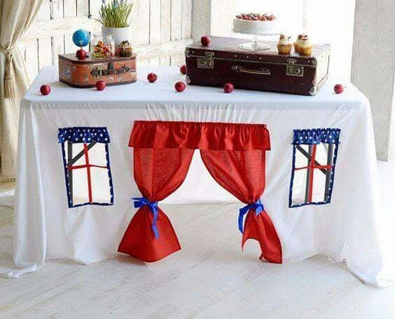 Cabana de toalha de mesa para criançada brincar