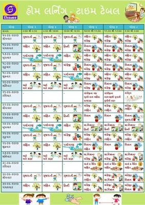 HOME LEARNING TIME TABLE OF DD GIRNAR FOR ALL GUJARAT STUDENT