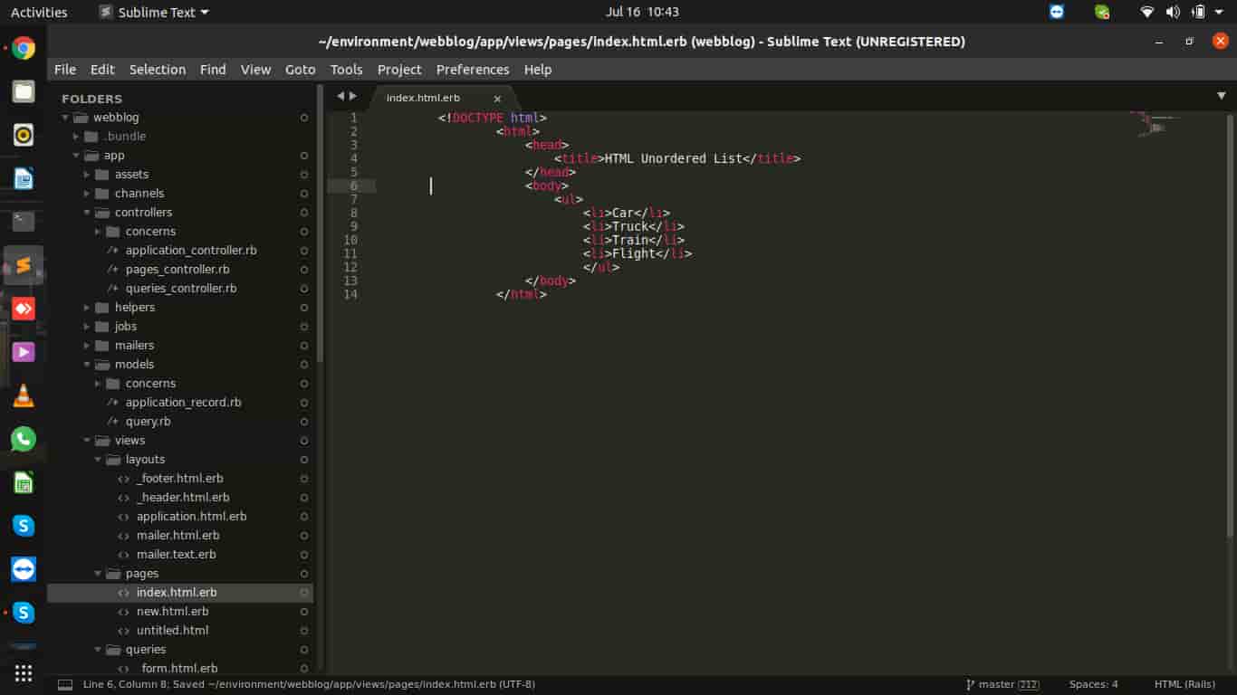 Define list in HTML. Explain the different types of list with example