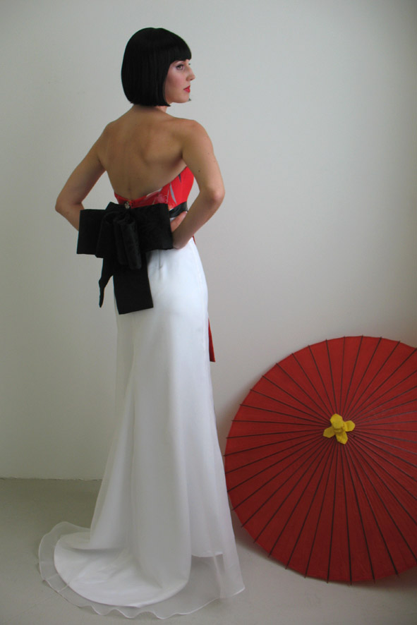  Japanese  Modern Wedding  Dress  Design  With Big Ribbon 