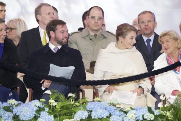 Prince Guillaume, Hereditary Grand Duke of Luxembourg and Princess Stephanie, Hereditary Grand Duchess of Luxembourg visit Esch on National Day 