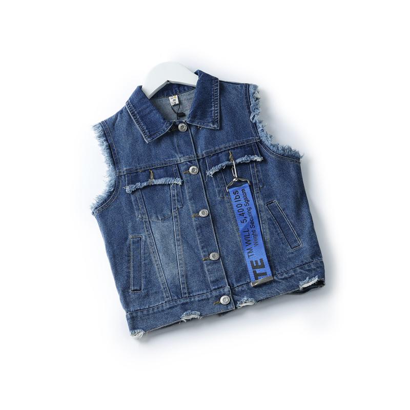 Áo Ghilê Bé Gái Denim Sát Nách In Chữ - BELDINO 158203 2 3 669